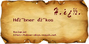 Hübner Ákos névjegykártya